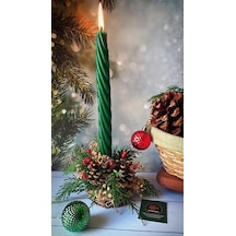 Balmumu Mum Yeşil 2 Adet 27.5cm Kalın Burgu Burgulu Balmumu Şamdan Mumu Dekoratif Mum Yeşil Mum Balmumu 50 x 22