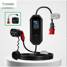 Coswatt 11 KW 3p-16a Tip-2 380v Ac Elektrikli Araç Sarj İstasyonu + Ev Tipi Dönüştürücü Kablo 5 M + Taşıma Çantası