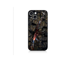 Apple Uyumlu iPhone 15 Para Ve Silah Desenli Silikon Kılıf Silikon