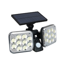 Dış Mekan Güneş Enerjili Duvar Lambası, 120 Led, İnsan Algılama, 3 Aydınlatma Modu, Ip65 Su Geçirmez, 1500mah Batarya Siyah Siyah