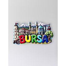 Bursa Temalı Polyester Kabartmalı 8 X 5 Cm Dekoratif Hediyelik Buzdolabı Süsü Kod:1119