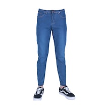 Erkek Örme Denim Trend Giyim Spor Jeans Mavi Örme Kot Mavi