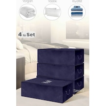 Serstil 4 Adet - Büyük Boy Baza Altı Lacivert Hurç 62 X 46 X 22 Cm