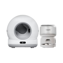 Xenon Smart Kedi Tuvaleti Ve Mama Kabı 2'li Set Wifi, 72l Otomatik Kedi Tuvaleti, Çelik Mama Kabı, Mobil Kontrol Beyaz