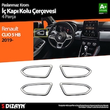 Renault Clio 5 Krom İç Kapı Kolu Çerçevesi 4 Prç. 2019 ve Üzeri