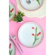 Tabakevi Tabak Evi Porselen Lale Tuval Pasta Takımı Rimli 20 Cm 4 Kişilik 4 Parça Tvl4ptprs1160 Açık