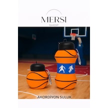 Basketbol Topu Tasarımlı Katlanabilir Akordiyon Su Şişesi Spor Ve Seyahat İçin Turuncu