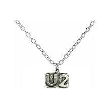U2 Logolu Zincirli Unisex Kolye Efsane Rock Grubunun Sembolü Çok renkli