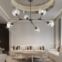 Bürke 6lı Avize Siyah Modern Koridor Yatak Odası Salon Avize Siyah