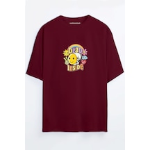 Dead Inside Depresyon Siyah - Beyaz Oversize T-shirt Bordo