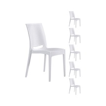 6 Adet Rattan Kolsuz Beyaz Sandalye Balkon Bahçe Teras Beyaz