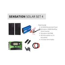 Sensation Solar Set Paket 4 Karavan, Bağ Evi Monokristal Güneş Paneli-pwm-inverter Modifiye Sinüs
