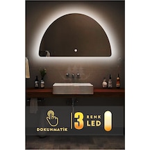 Led Işıklı Yarım Daire Ayna Beyaz