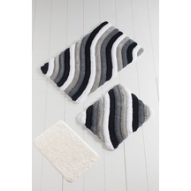 Chilai Home Colorful Gri 3 Lü Set Banyo Halısı