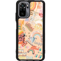 Xiaomi Redmi Note 10 - 10s Vintage Sticker Tasarımlı Glossy Telefon Kılıfı Siyah