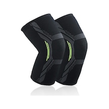 Pazly--2 Adet Spor Diz Desteği Elastik Sıkıştırma Kaymaz Fitness Koşu Bisiklet Diz Pedi Yeni L Siyah