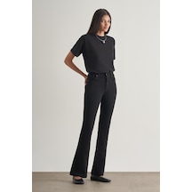 Mizalle Skinny Fit Flare Paça Siyah Denim Pantolon Siyah