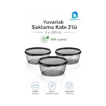 3 Lü Yuvarlak Saklama Kabı Seti 3x300 Ml Şeffaf Siyah Kapaklı Bpa İçermez