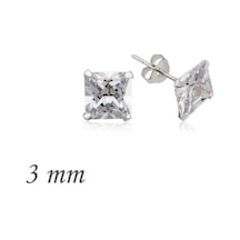 Gumush Gümüş Kare Tek Taş Zirkon Küpe - 3 Mm N11.41866