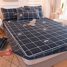 Siyah Yeni % 100% Pamuklu Kumaş Kalınlaşmak Kapitone Yatak Örtüsü Kral Kraliçe Çarşaf Y Koruyucu Hipoalerjenik Ç. K. Alez 56396502 Siyah