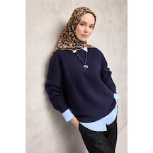 Silk Home Pamuk Polyester Soft Eşarp Koyu Siyah Çiçek Desenli Kaymaz Dokulu 90x90 Çok Renkli