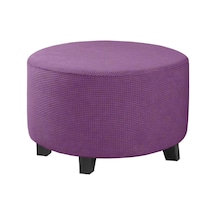 Jms Mor Streç Osmanlı Slipcovers Yuvarlak Osmanlı Kapakları Çıkarılabilir Tabure Kapakları Depolama M