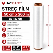 Has Bant Palet Streç Film Şeffaf 50 Cm X 200 M 23 Mikron 2,5 Kg