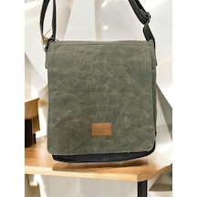 Old Cotton Cargo Kaliteli Su Geçirmez Kanvas Postacı Çantası Western Bag 25 Cm X 30 Cm Haki - Kahverengi