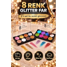8 Renk Glitter Far Paleti - 2 Li Set Çok Renkli