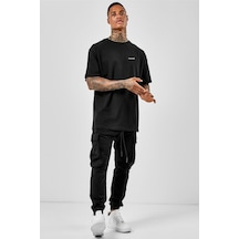 Oversize Left Pasage Baskılı Siyah Tshirt Nrage190 Siyah