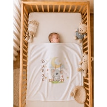 %100 Pamuk İsimli Erkek Bebek Battaniyesi 80x80 Cm Çift Kat Penye Organik Baskılı İsme Özel Bebek Battaniyesi Bebek Hediyesi 2040bg Ekru