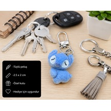 Mavi Sevimli Peluş Canavar Charm Anahtarlık Mini Süs Ve Hediye Aksesuarı