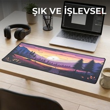 Büyük Oyuncu Mouse Pad 300x700 Mm, Günbatımı Temalı Mikro Kumaş Yüzeyli Desenli Mousepad, Kaymaz Kauçuk Tabanlı Xl Masa Matı Desk Pad