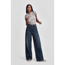 Bluew White Kadın İndigo Yüksek Bel Culotte Fit Wideleg Jean Pantolon