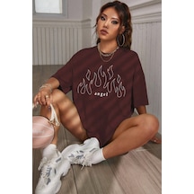 Green Angel Baskılı T-shirt Kahverengi
