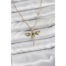 316l Çelik Zincir Gold Renk Yusufçuk Model Zirkon Taşlı Kadın Kolye - Özel Seri Bzsurn013548 altın