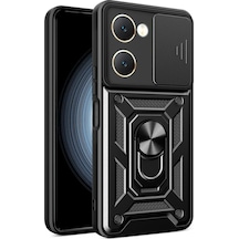 Newface - 847 - Vivo Y18 Kılıf Pars Lens Yüzüklü Silikon - Csmo-tex - - Siyah Sıyah