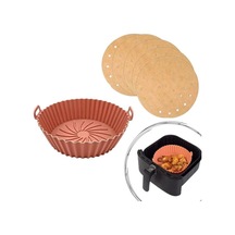 Silikon Pişirme Matı Tabak 20 Cm Ve 100 Adet Air Fryer Pişirme Kağıdı Yuvarlak Delikli