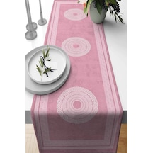 Pembe Çerçeveli Desen Premium Masa Örtüsü Runner Rnr231n11