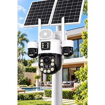 Inox X25 4 Lensli 30x Optik Zoom 4G eSIM Solar PTZ Güvenlik Kamerası Beyaz + 128 GB Hafıza Kartı