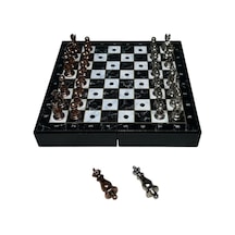Gifthome Antik Klasik Mermer Desenli Mini Seyahat Boy Satranç Takımı 16 X 16 Cm