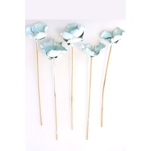 Kuru Çiçek 5li Palm Cap Demeti 45 Cm Palm Cup Çiçeği Uçuk Mavi