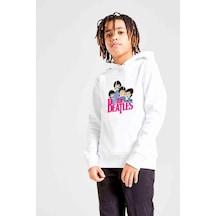 Tshirthane The Beatles Baskılı Unisex Çocuk Kapüşonlu Beyaz Sweatshirt (528886396) Beyaz