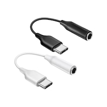 Tr Typ-c İçin 3.5mm Kulaklık Ve Mikrofon Adaptörü Siyah Beyaz
