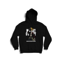 One Piece Anime Baskılı Kapşonlu Sweatshirt Siyah