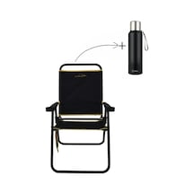 Campout Orion Kamp Sandalyesi +paslanmaz Çelik Bardaklı 750 Ml Termos Set Siyah
