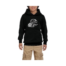 Zepplin Giyim Tır Silüet Siyah Çocuk Kapşonlu Sweatshirt Siyah