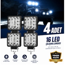 4 Adet 16 Ledli Çalışma Lambası 12-24v 48w Offroad. Projektör Geri Vites Lambası Motosiklet Dorse Tır Traktör İş Makinesi Tekne Uyumlu 10,7 Cm 10,7 Cm 1,6 Cm 50W Beyaz