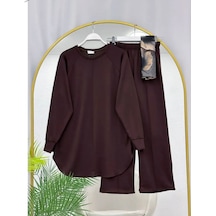 Lovie Moda Kadın Oysh Kumaş İkili Takım Kahverengi