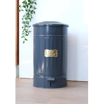 Paslanmaz Galvaniz Metal 30 Litre Pedallı Çöp Kovası Antrasit Genel